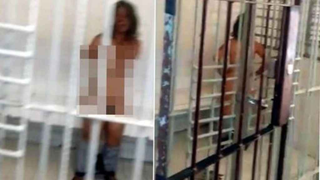 mujer desnuda policia