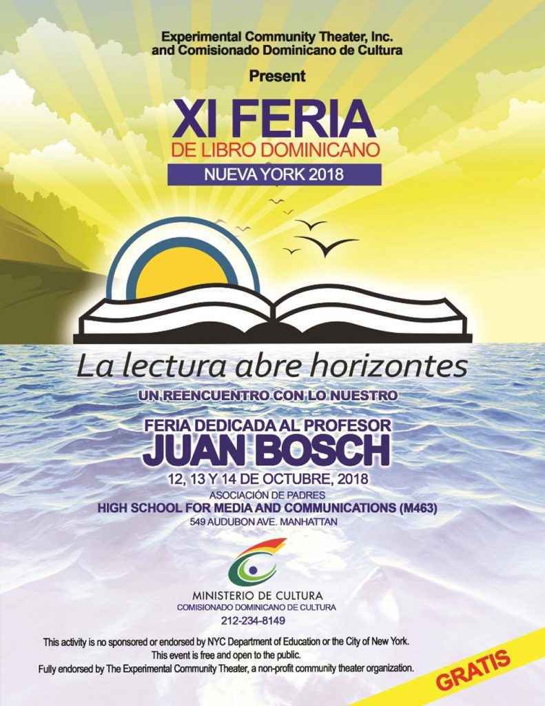 AFICHE XI Feria del Libro Dominicano en NY 2018 BR