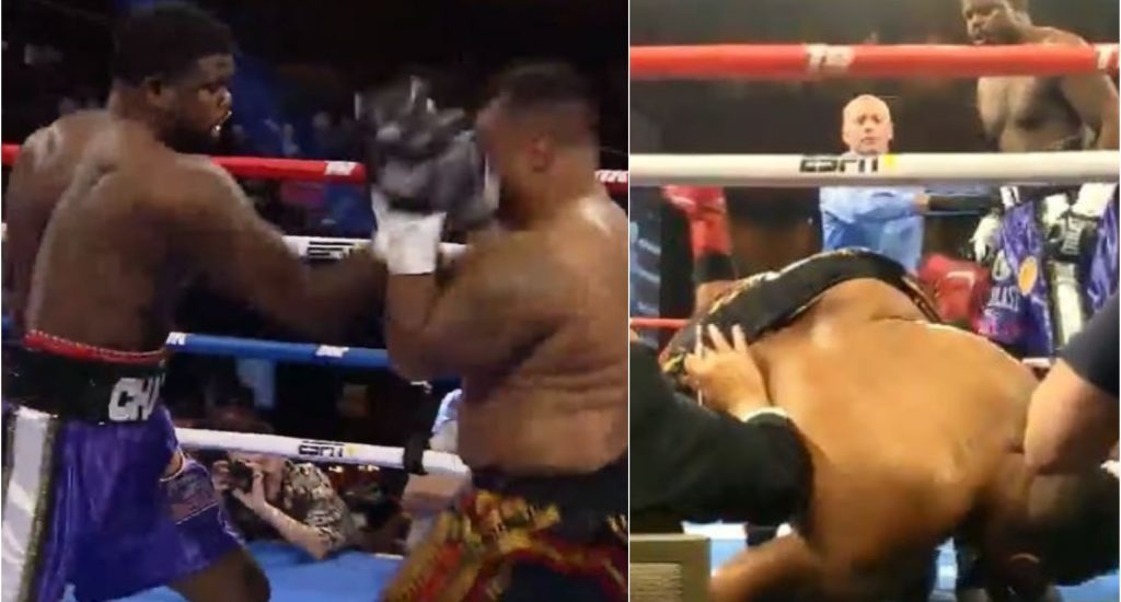 Vea cómo un boxeador sale expulsado de cabeza del ring tras recibir paliza