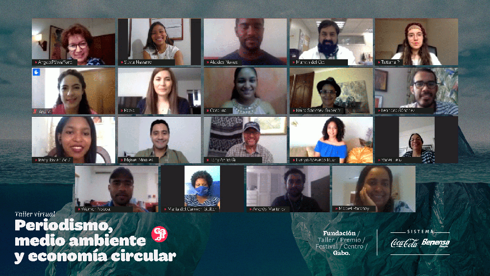 Sistema Coca-Cola y Fundación Gabo realizan taller virtual “Periodismo, Medio Ambiente y Economía Circular” Foto grupal Taller large