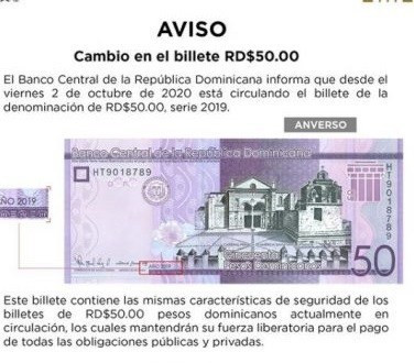 Estas son las nuevas monedas de 5 y 10 pesos y los billetes de RD$50.00 50 5f7f365fa5356 408x420 2 large