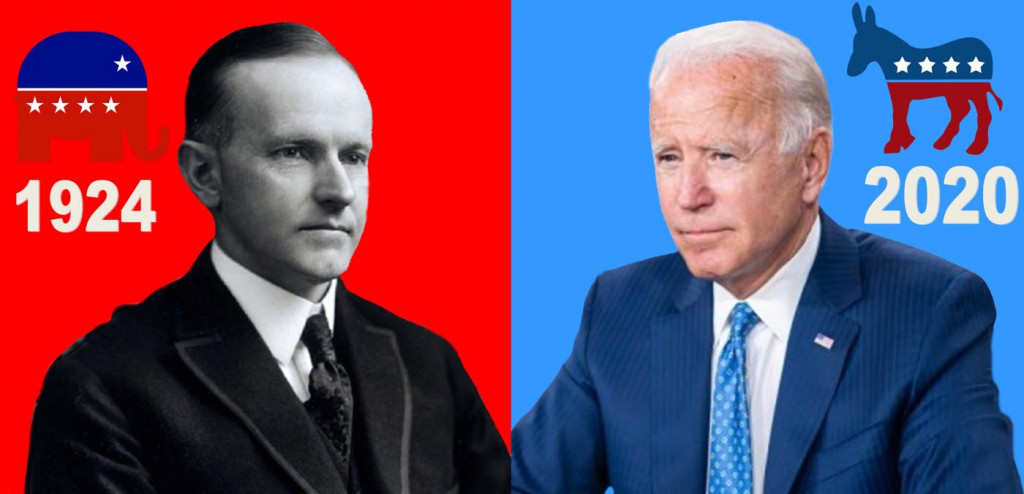Calvin Coolidge electo en esa fecha y Joe Biden large