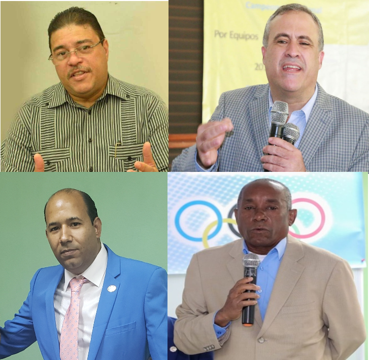 Francisco Camacho Ministro de Deportes Pedro Domínguez Brito presidente FDA Braulio Ramírez presidente del C.O y Roque García Director de Deporte Universitario. large