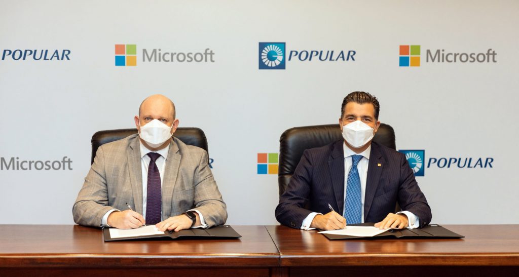 Popular y Microsoft impulsarán la transformación digital de clientes pymes y emprendedores Herbert Lewy y Christopher Paniagua