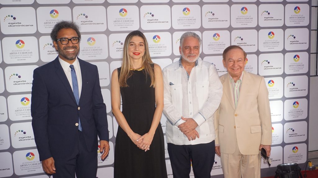 La ACCINE-RD tiene como misión principal la difusión cualitativa de nuestra cinematografía en un contexto intercontinental. En la actividad fueron anunciados los premios de la academia Principal. Nelson Jimenez Mariana Vargas Luis Arambilet y Ellis Perez.