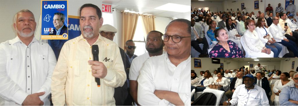 Masivo acto de apoyo a reelección de Abinader en el PRM NY encabezado por el cónsul Jáquez y el presidente de la seccional apoyo a reeleccion de Abinader