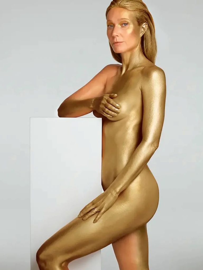 Gwyneth Paltrow poso desnuda como una diosa dorada1