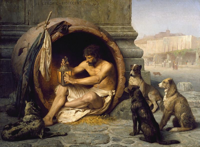 Diogenes sentado en su barril eljacaguero