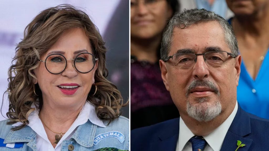 Sandra Torres candidata del Partido Unidad Nacional de la Esperanza y Bernardo Arevalo
