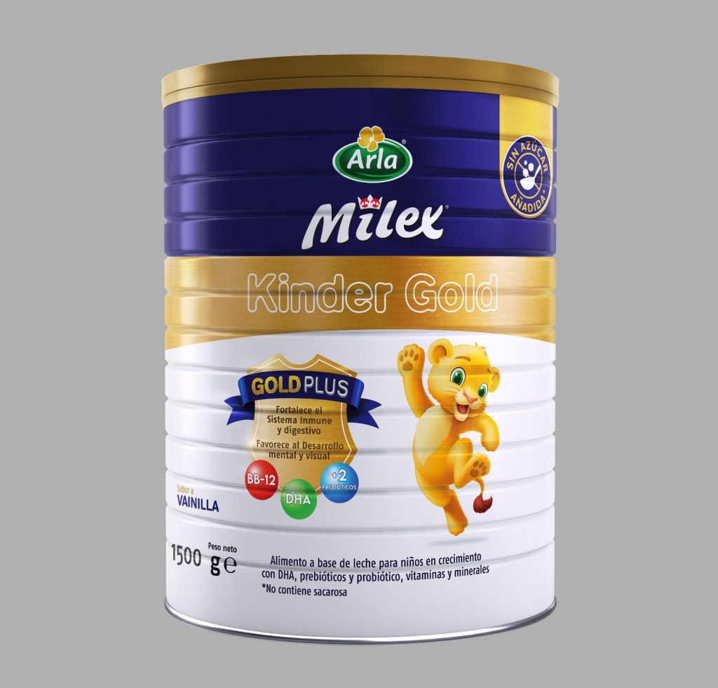 Milex Kinder Gold con su nueva formula Gold PLUS con 0 azucar DHA combinacion de Prebioticos y Probiotico BB12