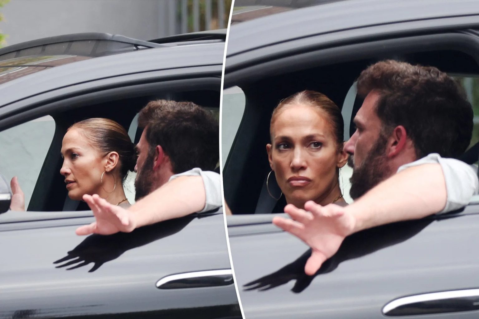 Jennifer Lopez y Ben Affleck parecen tener una acalorada discusion dentro del auto
