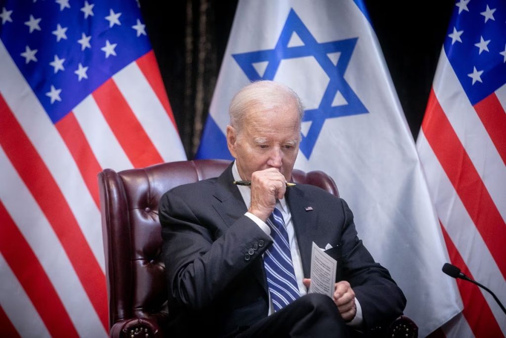Joe Biden durante una reunion con el primer ministro israeli Benjamin Netanyahu