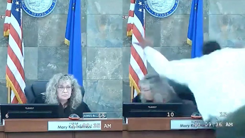 violento ataque de un hombre a la jueza que dictaba su sentencia en Las Vegas