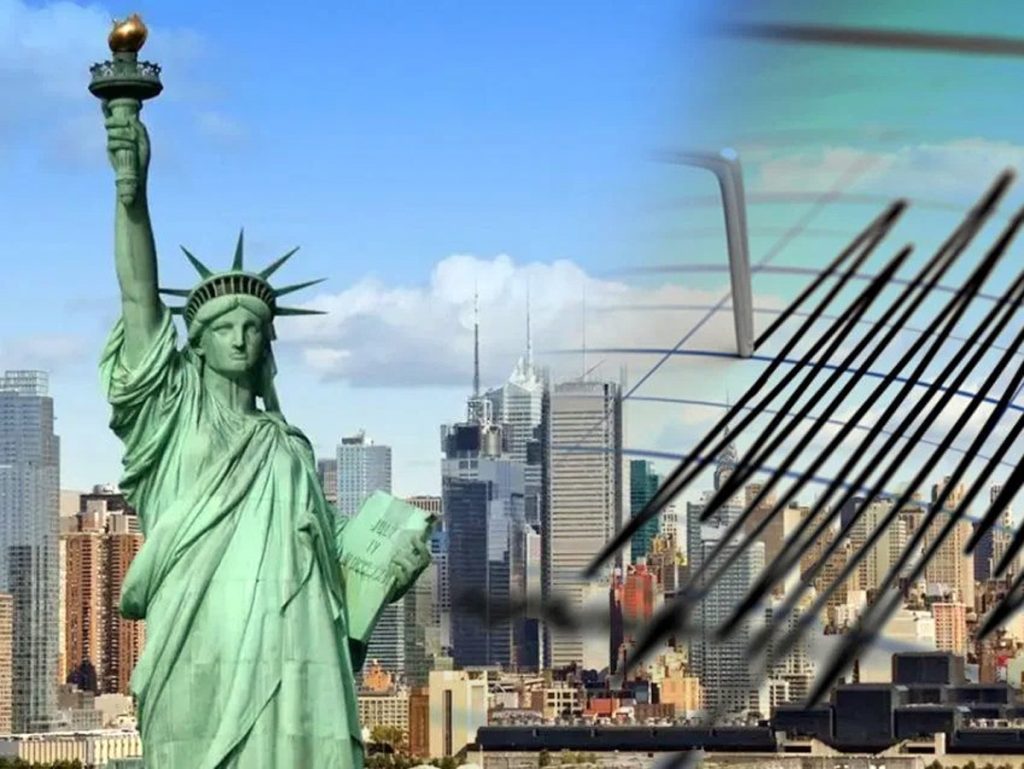 La Estatua de la Libertad tiembla durante el terremoto en Nueva York