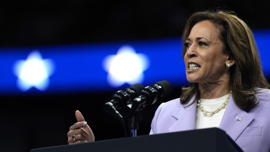 Kamala Harris durante un mitin en Las Vegas