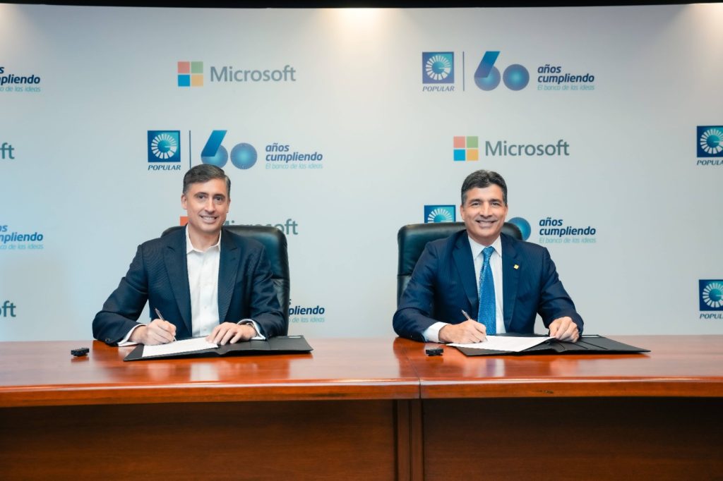 Banco Popular y Microsoft amplían colaboración en beneficio de pymes y empresas Alberto Arciniega y Christopher Paniagua