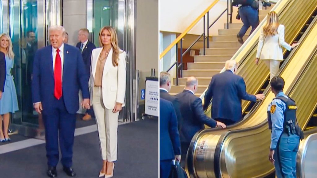 Trump y Melania viven un momento incomodo en escaleras mecanicas en la ONU