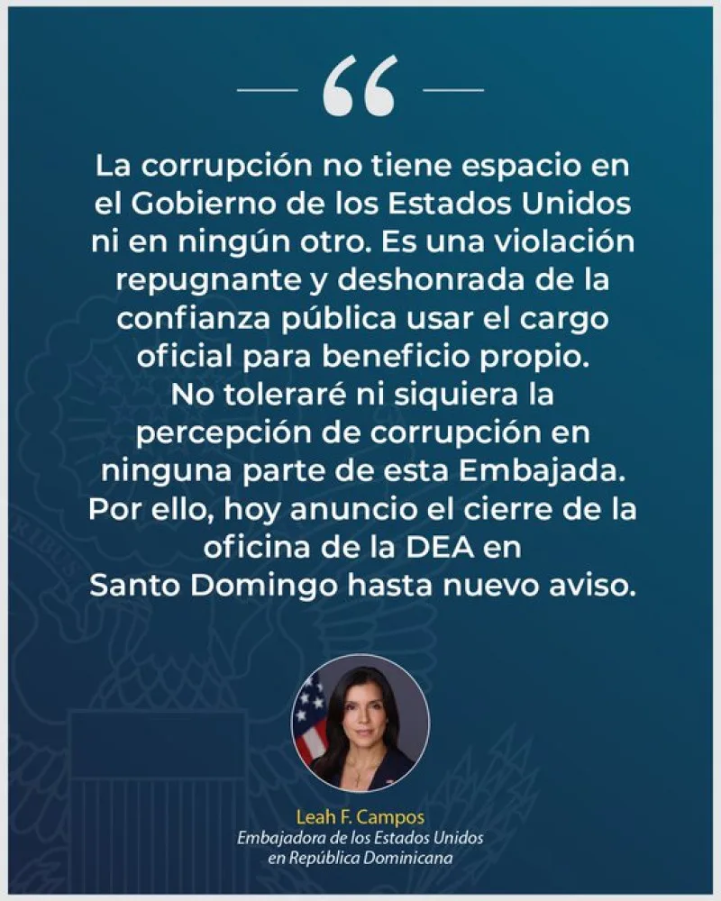 Embajadora estadounidense ordena cierre temporal de oficina antidrogas en Santo Domingo por postura anticorrupción Leah Campos eljacaguero 1