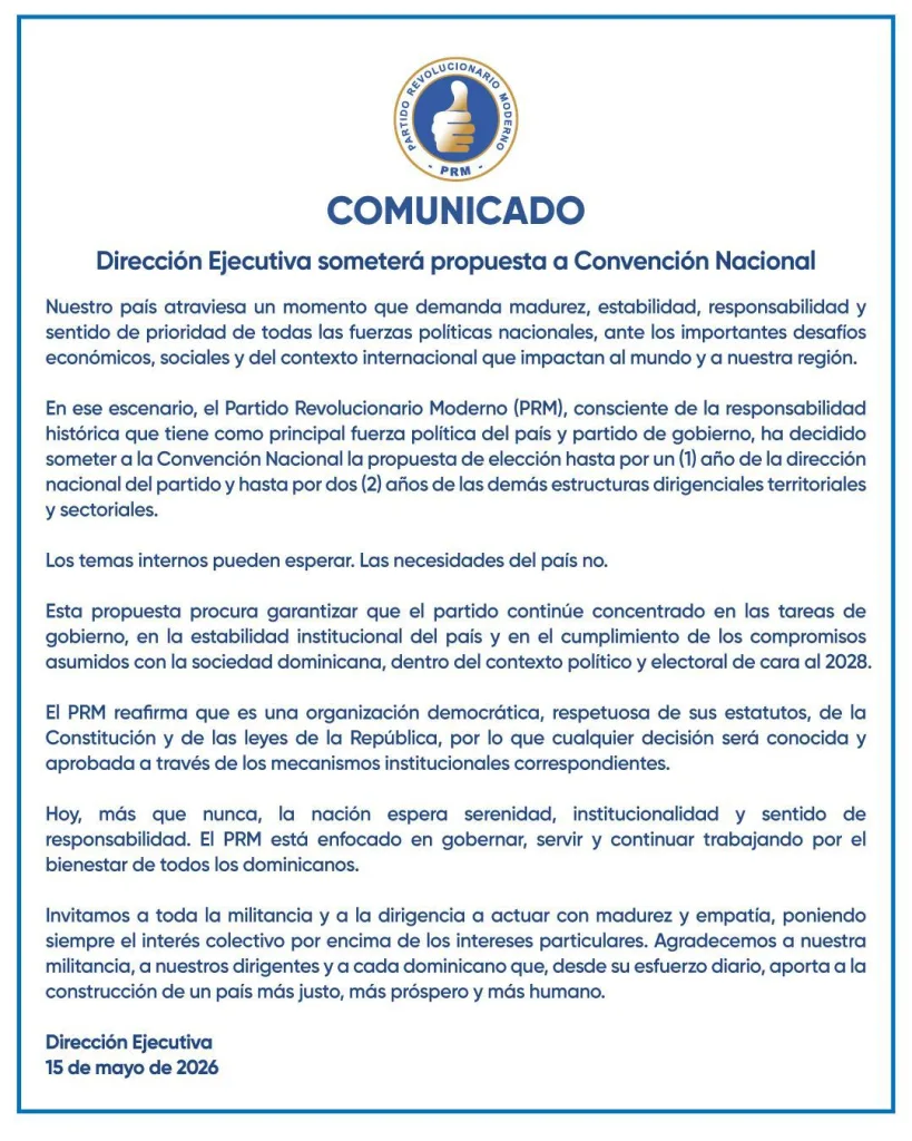 PRM propondrá prórroga de sus autoridades internas para priorizar estabilidad y gestión de Gobierno 71bcd59e cb51 43ab a79d 1390a78b9dc1