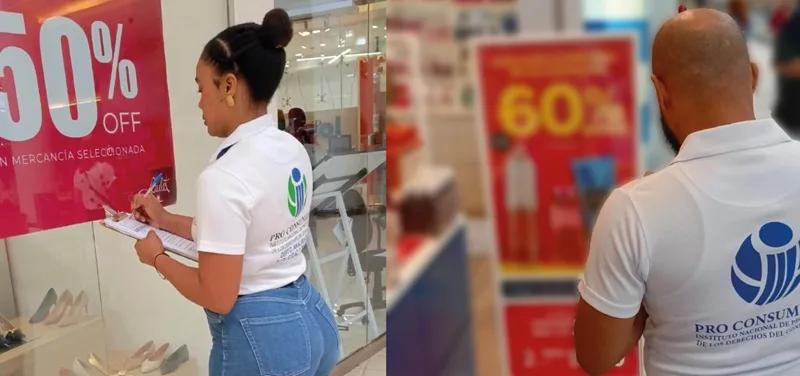 Analistas de Publicidad y Precios de Pro Consumidor observan ofertas de productos en una tienda de la capital.
