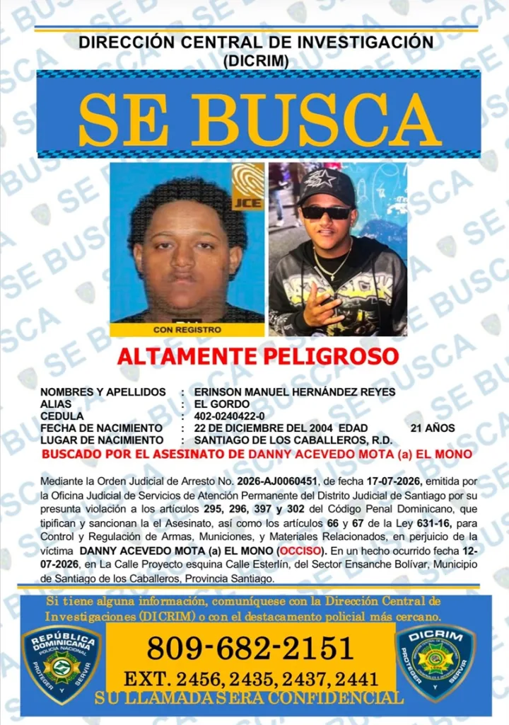 PN en Santiago exhorta al tal “Gordo” acusado de homicidio a entregarse a las autoridades 1000207081