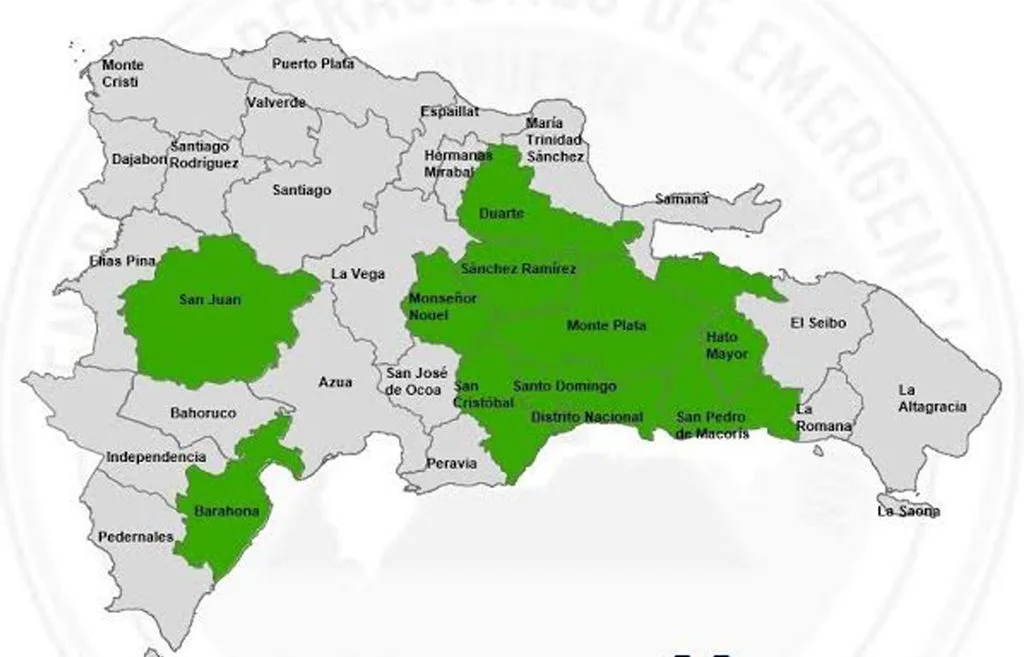 COE eleva alerta verde a 10 provincias y el Distrito Nacional por lluvias de onda tropical y vaguada COE aumenta a 11 las provincias y el DN en alerta verde por vaguada
