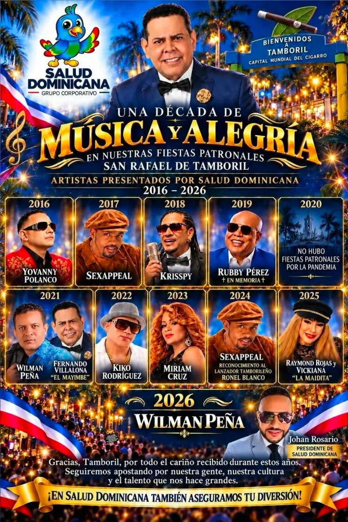 Salud Dominicana celebra 10 años llevando grandes artistas a las fiestas patronales de Tamboril