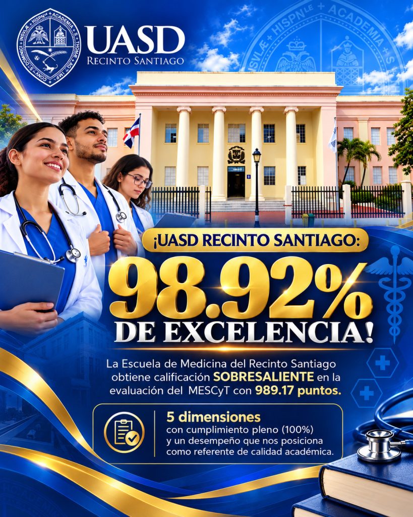 Escuela de Medicina de la UASD Santiago alcanza 98.92 % en evaluación externa del MESCYT Escuela de Medicina de la UASD Santiago alcanza 98.92 % en evaluación externa del MESCYT